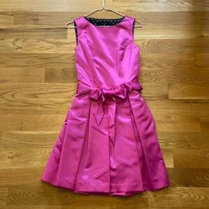 Pink mini Dress with sash, cutout back, and pockets